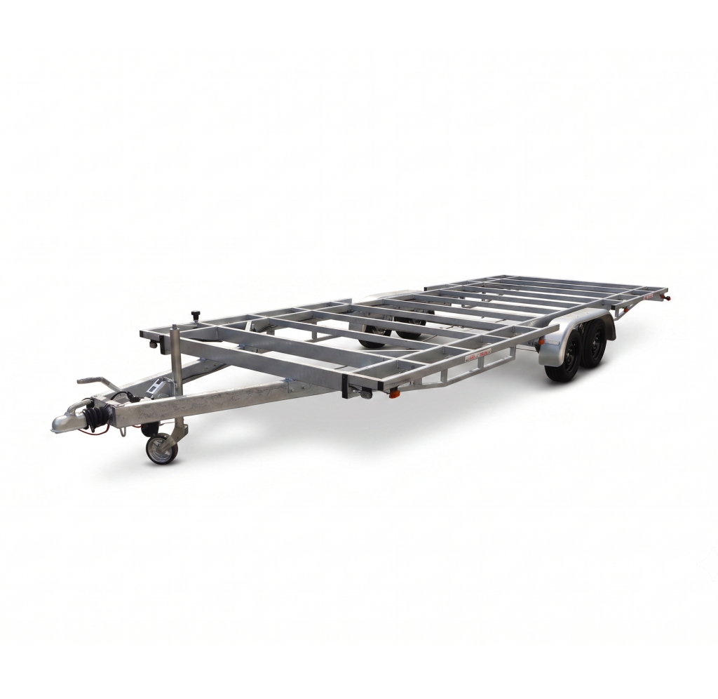 Remorque de marque syma, permet le transport de tiny house, plateau de 6m60
