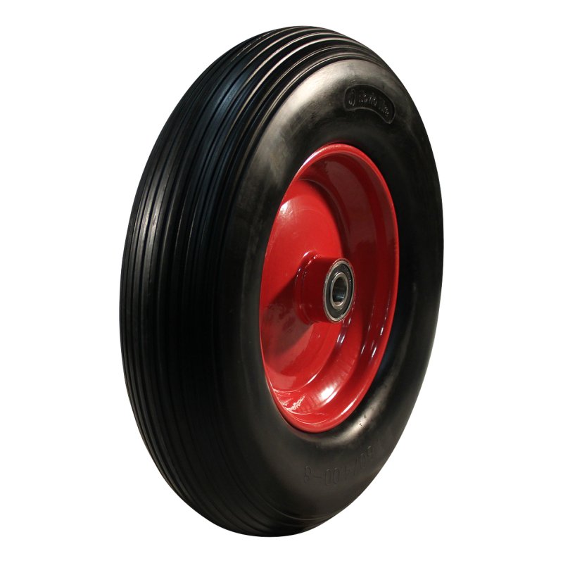 + roulement à billes Ø20 NL75mm métal Rouge pneu en PU + roue joint labyrinthe, intérieur 30/55 4.00x8 ligne 2.50Ax8 150mm