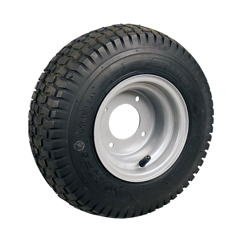 pneu + roue 13x5.00-6 4.50Ax6H2 ET0 60/90/4 métal V-3502 gris argent