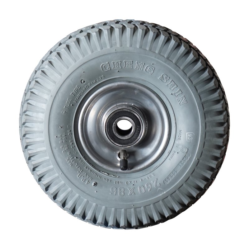 pneu + roue 3.00-4 2.10x4H2 ET0 NL75mm métal C-248 gris