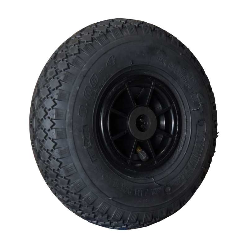 pneu + roue 3.00-4 2.10x4 roulement à rouleaux Ø20 NL75mm plastique V-6605 noir