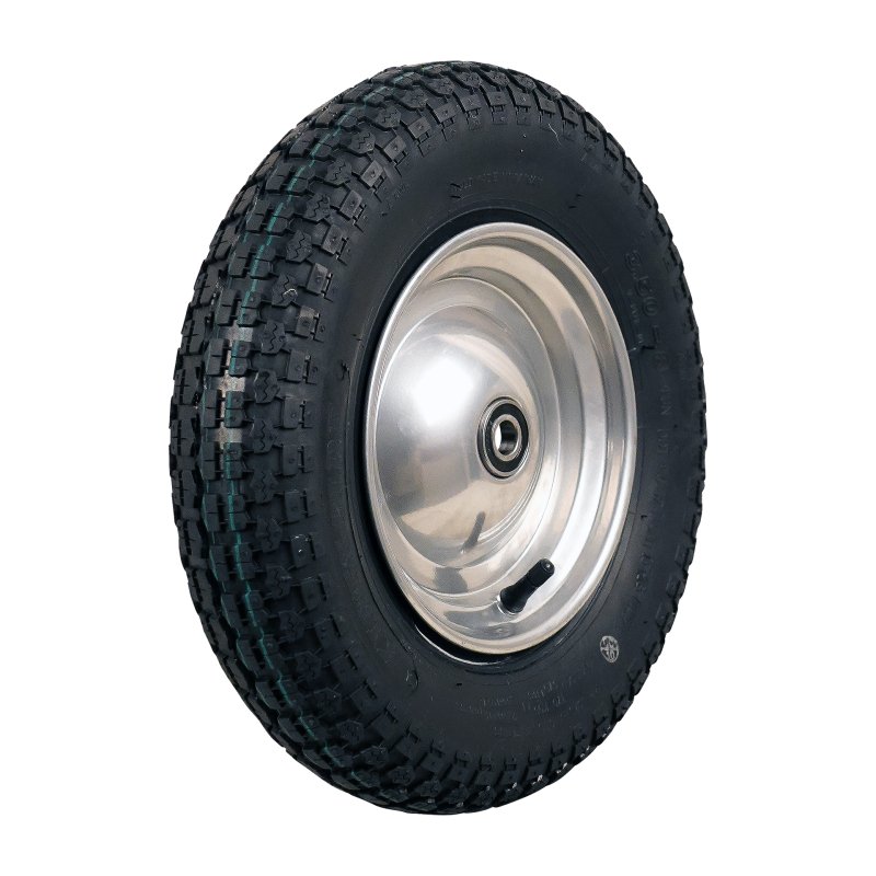 pneu + roue 3.50-8 2.50Ax8 ET0 roulement à billes axe Ø17 métal V-9128 gris argent