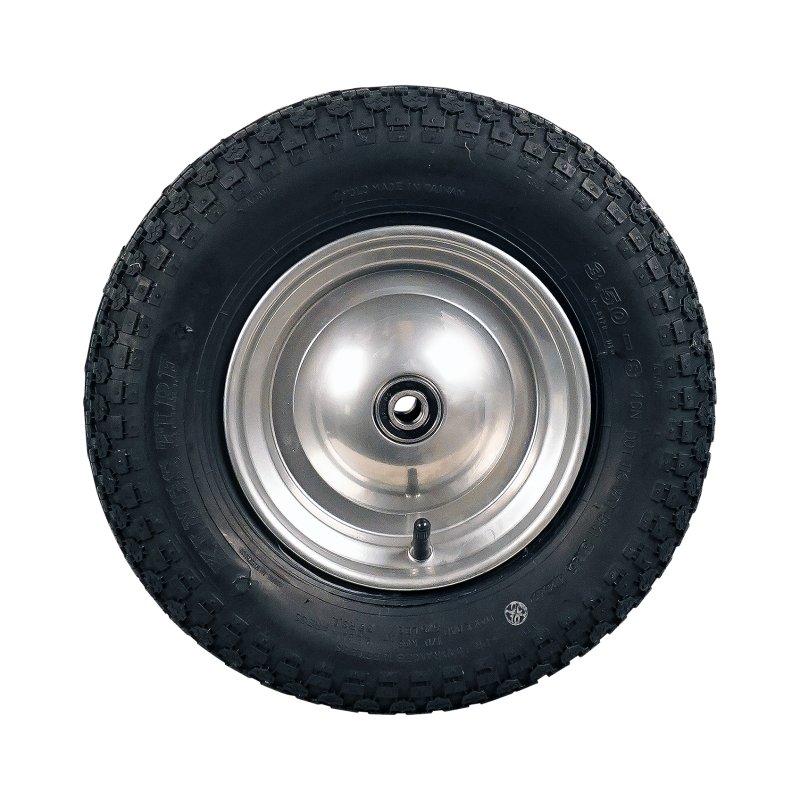 pneu + roue 3.50-8 2.50Ax8 ET0 roulement à billes axe Ø17 métal V-9128 gris argent