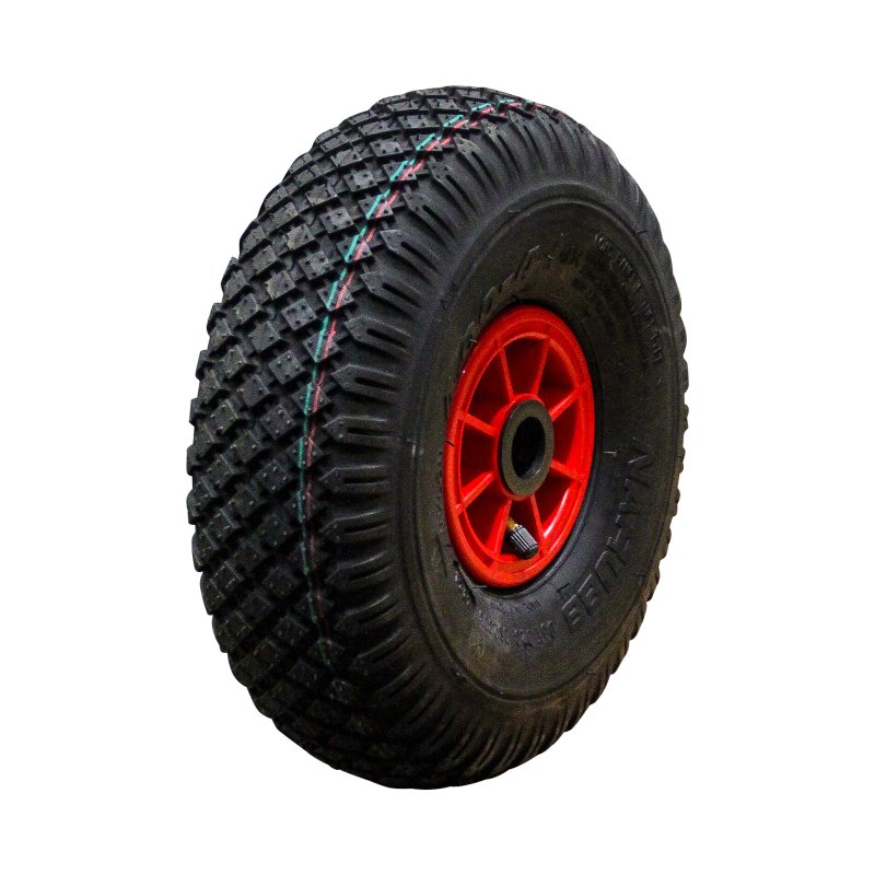 pneu + roue 4.00-4 2.10x4 ET0 roulement à rouleaux Ø25 NL75mm plastique S-2303 Rouge