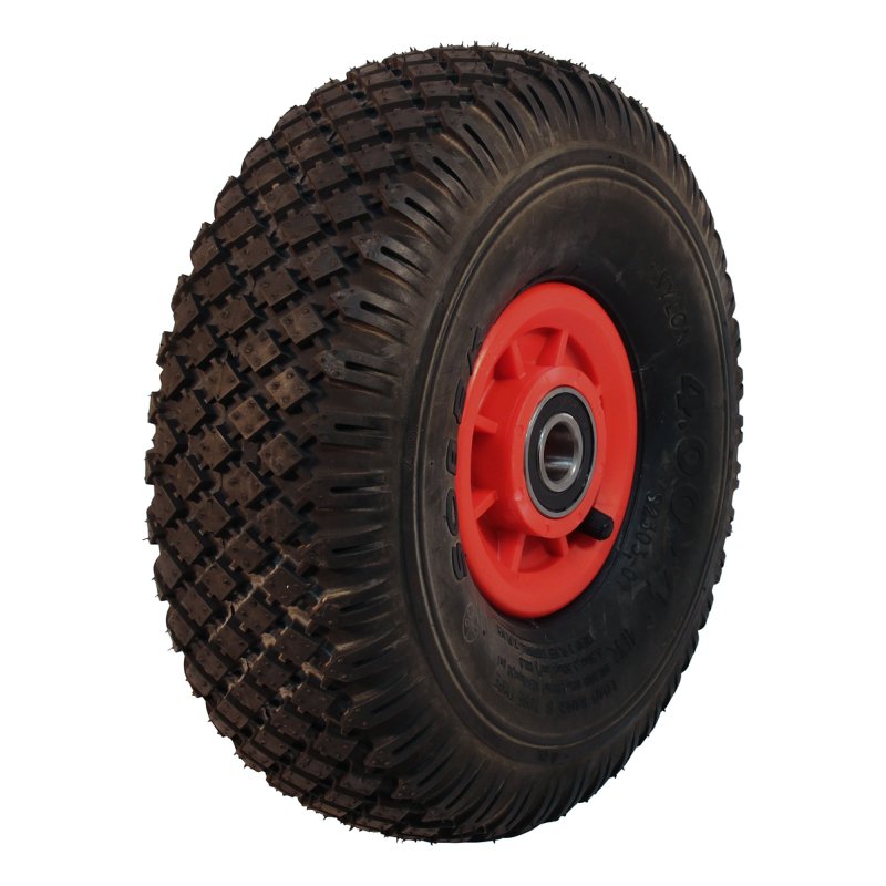 pneu + roue 4.00-4 2.10x4 ET0 NL75mm plastique S-2303 Rouge