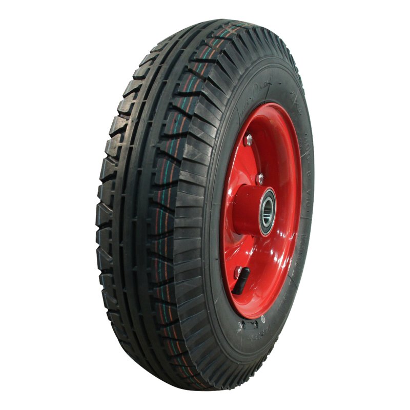 pneu + roue 4.00-8 3.00D-8 ET0 NL100mm métal V-40 Rouge