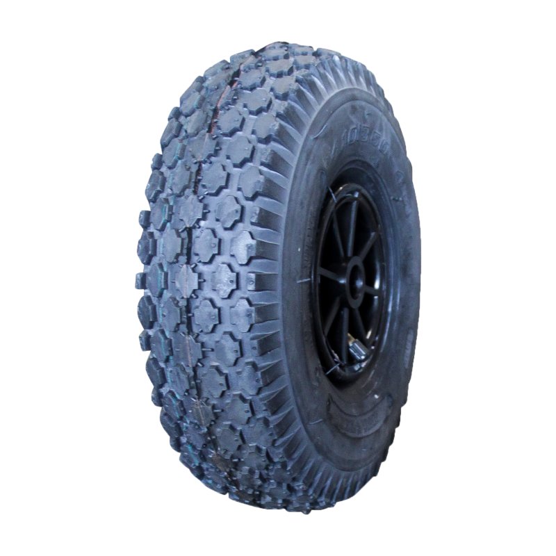 pneu + roue 4.10/3.50-4 2.10x4 ET0 palier lisse Ø20 NL75mm plastique V-6602 noir