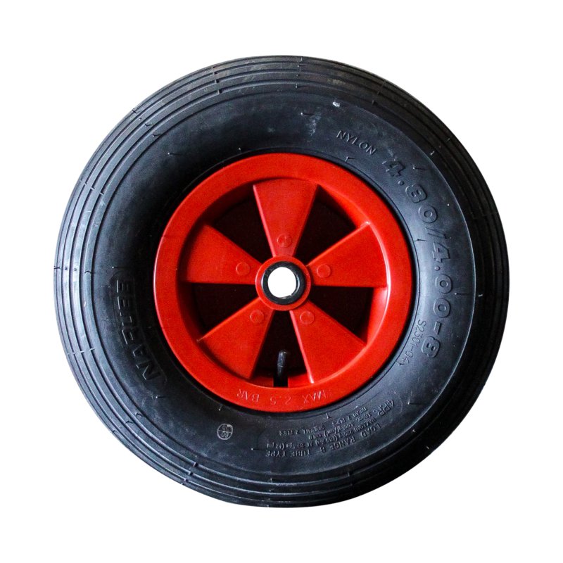 pneu + roue 4.80/4.00-8 2.50Ax8 ET0 NL75mm plastique S-2202 Rouge roulement à rouleaux