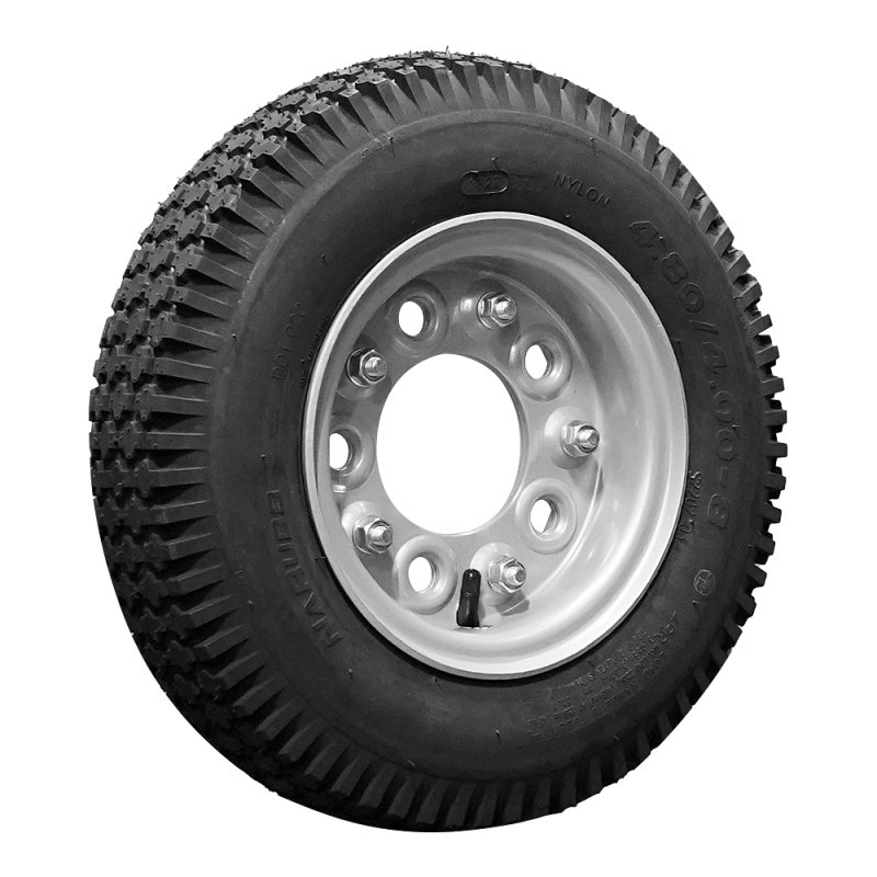 pneu + roue 4.80/4.00-8 3.00D-8 ET0 94/140/5 métal S-2202 gris argent