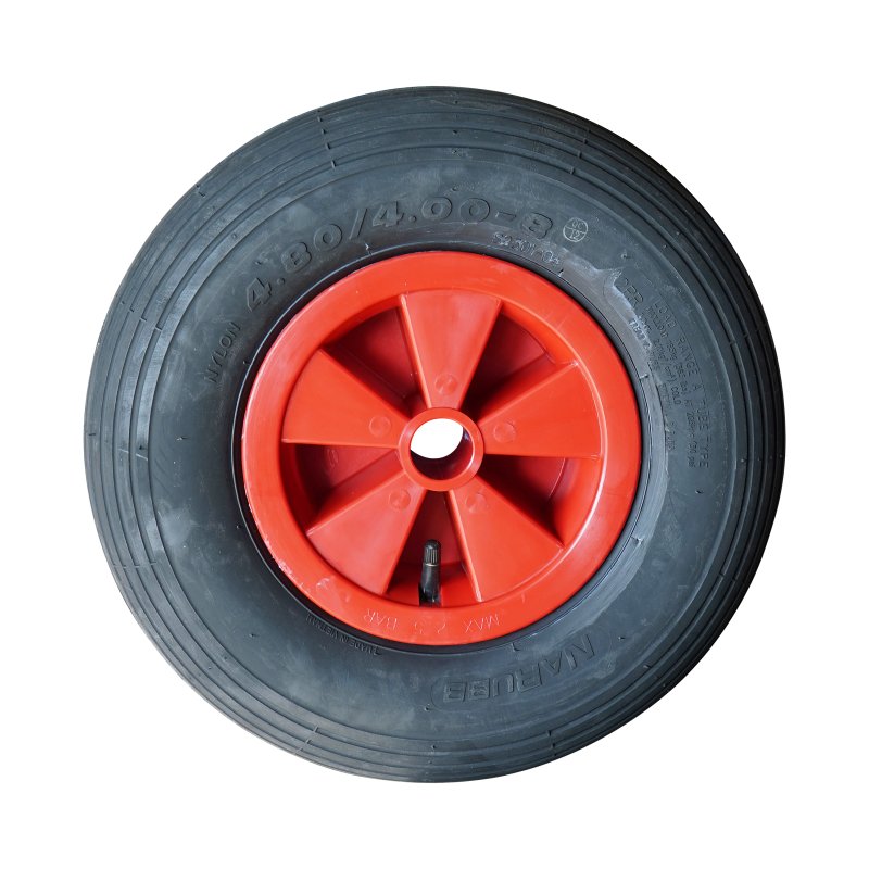 pneu + roue 4.80/4.00-8 2.50Ax8 ET0 NL75mm plastique S-2301 Rouge roulement à rouleaux