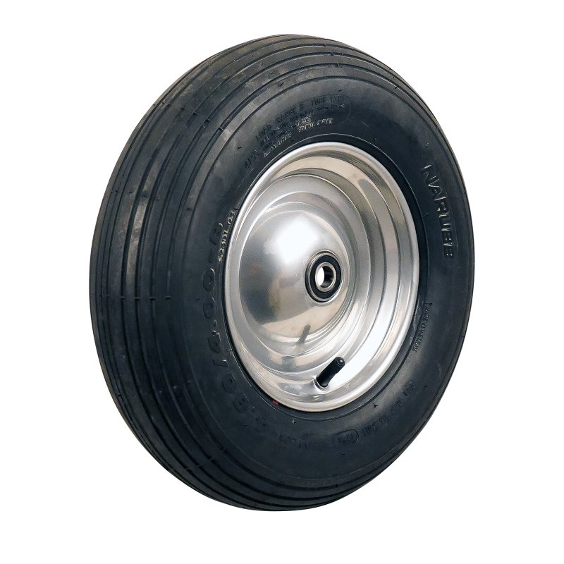 pneu + roue 4.80/4.00-8 2.50Ax8 ET0 roulement à billes axe Ø17 métal S-2301 gris argent