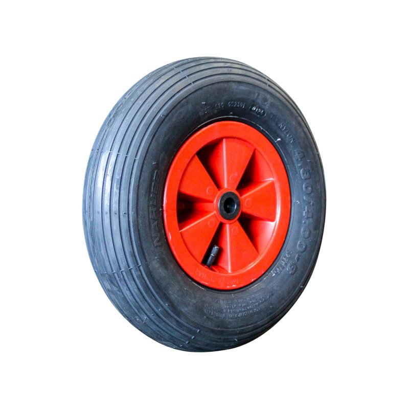 pneu + roue 4.80/4.00-8 2.50Ax8 ET0 NL75mm plastique S-2301 Rouge roulement à rouleaux