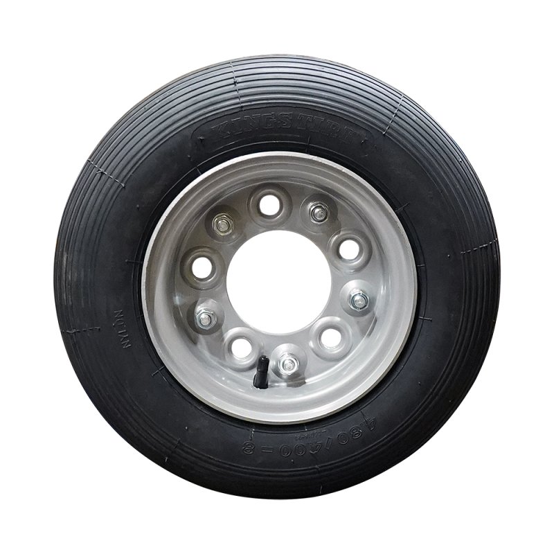 pneu + roue 4.80/4.00-8 3.00D-8 ET0 94/140/5 métal V-5501A gris argent