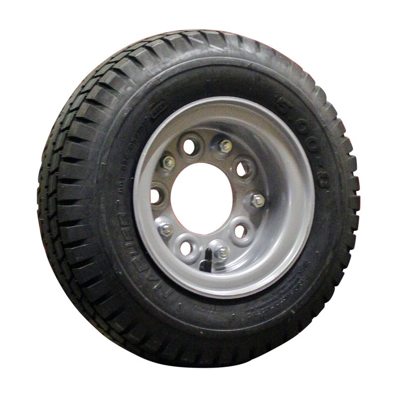 pneu + roue 5.00-8 4.33R-8 ET0 94/140/5 métal S-7102 gris argent
