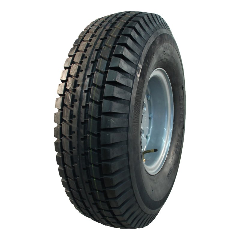 pneu + roue 6.00-9 4.00E-9 ET0 60/100/4 métal V-6509 gris argent