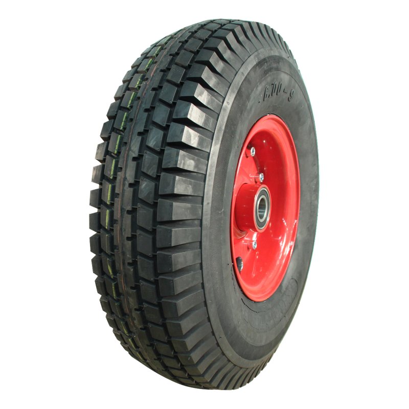 pneu + roue 6.00-9 4.00E-9 ET0 NL100mm métal V-6509 Rouge