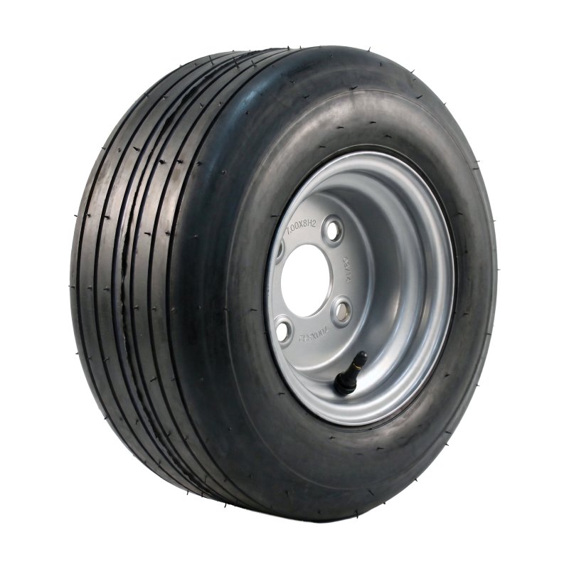 pneu + roue 18x8.50-8 7.00Bx8H2 ET-2 60/100/4 métal V-3503 gris argent