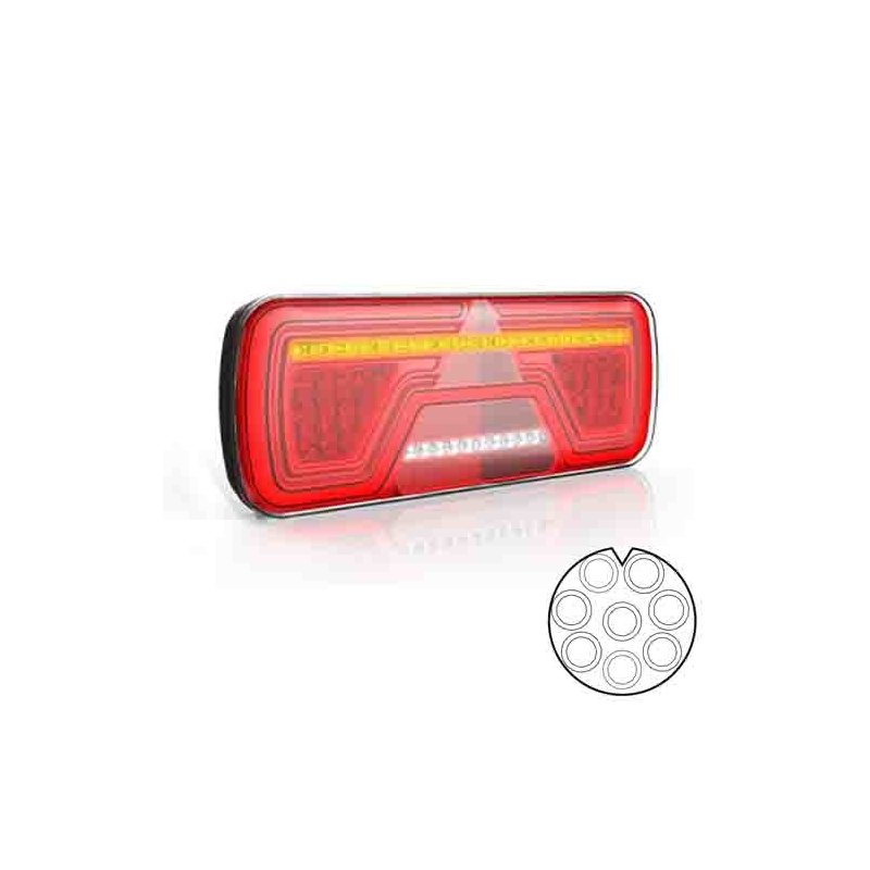 feu arrière LED baïonnette à 8 pôles droit 12/24V Lavaflow IP67