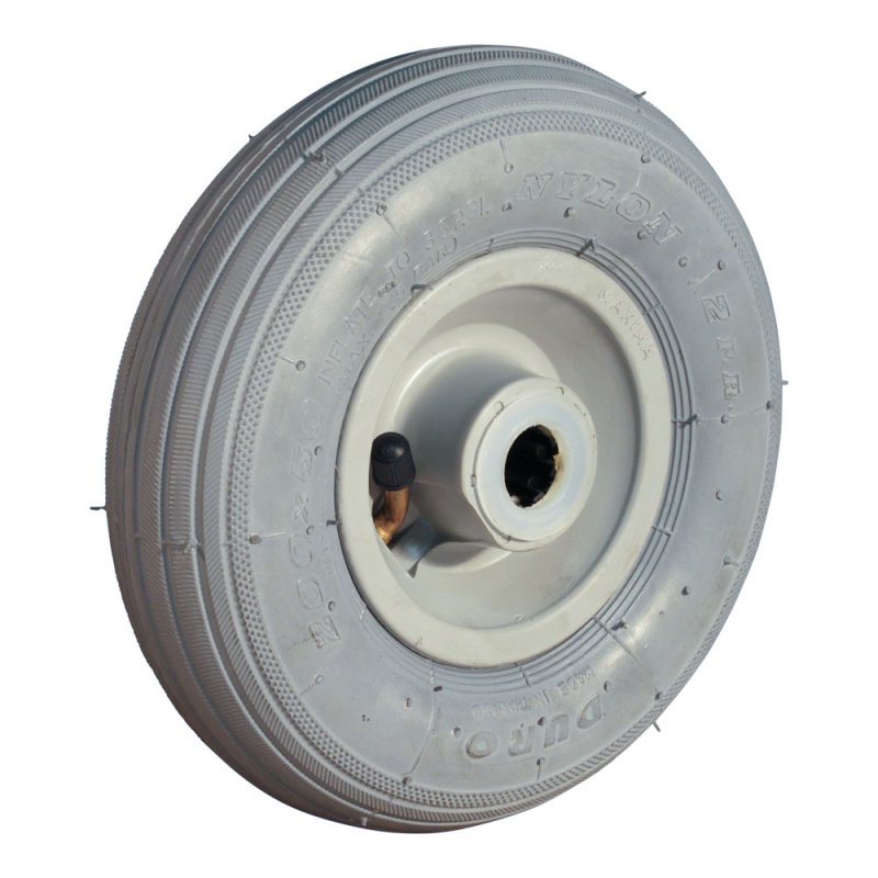 roue à pneu 200x50 1.25x3.8 (200x50 + 7 x 1 3/4) ET0 roulement à rouleaux Ø20 NL60mm plastique HF-207A gris argent 200mm rouleme