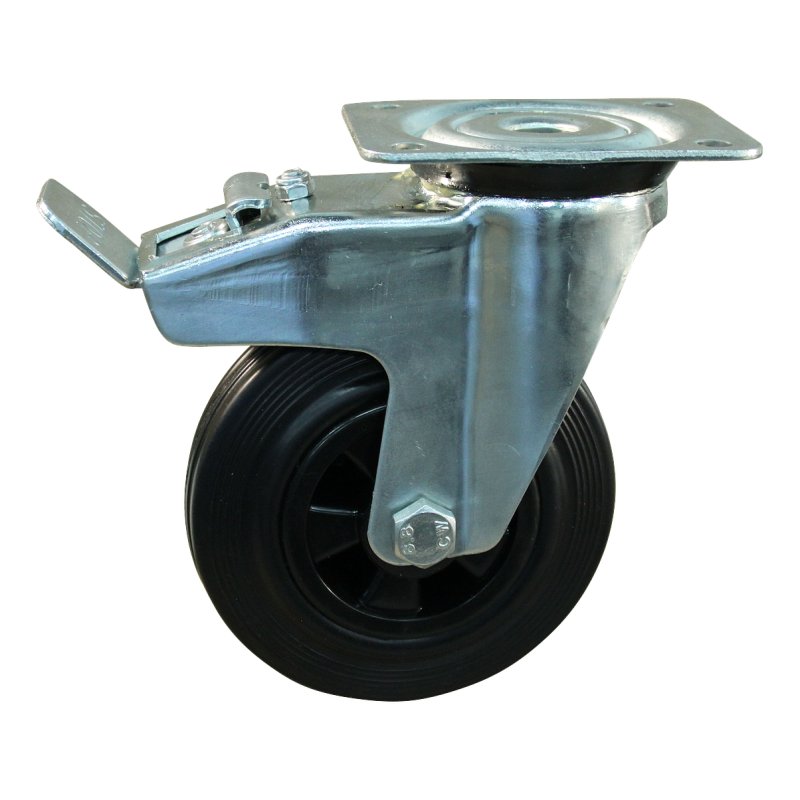 roulette pivotante avec frein 140mm série 01 ᠆ 91 montage de la plaque palier lisse