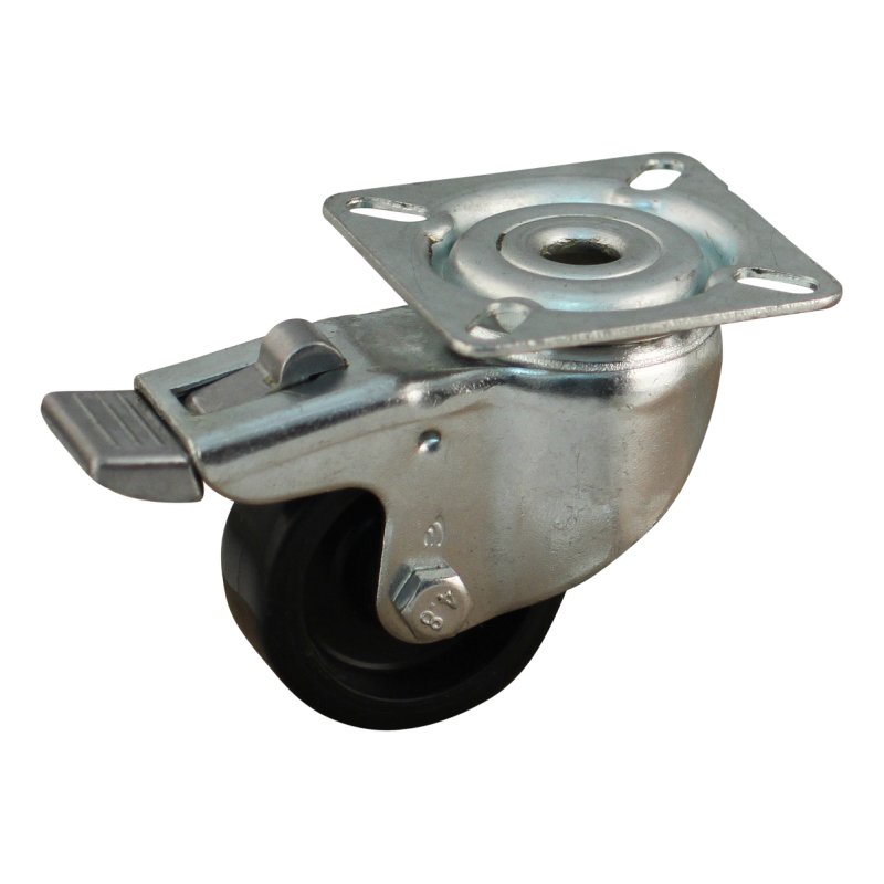 roulette pivotante avec frein 50mm serie 65 - 60 montage de la plaque palier lisse