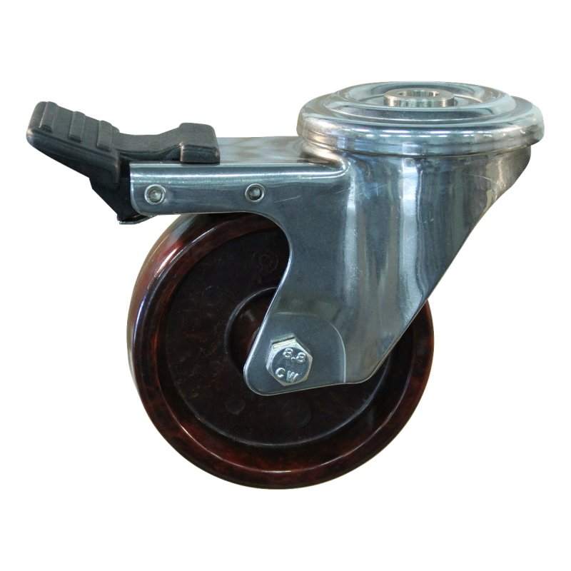 roulette pivotante avec frein 100mm serie 95 ᠆ 29 trou pour boulon palier lisse