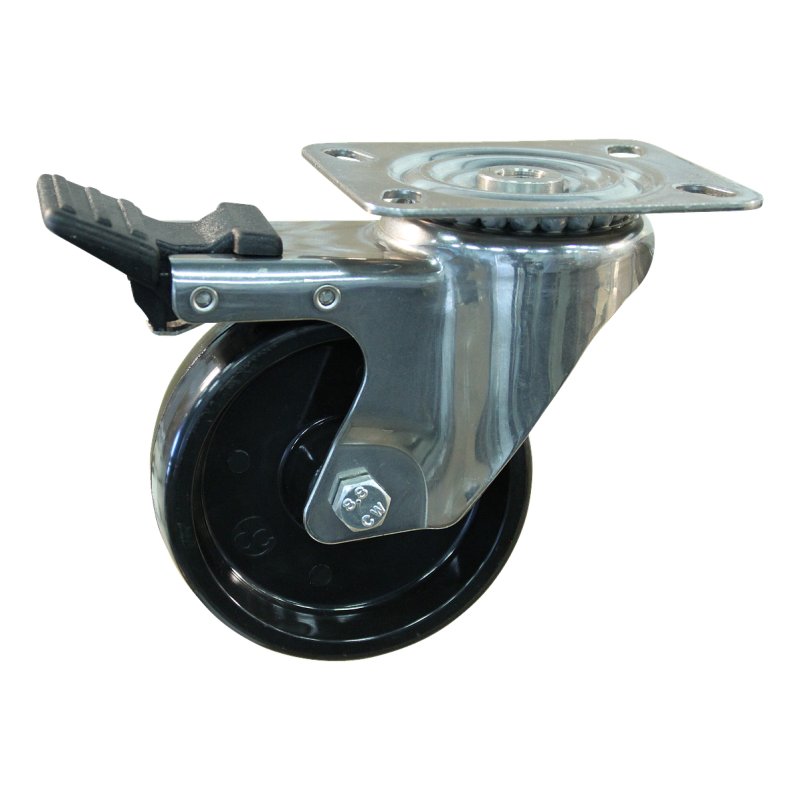 roulette pivotante avec frein 100mm serie 35 ᠆ 29 montage de la plaque palier lisse