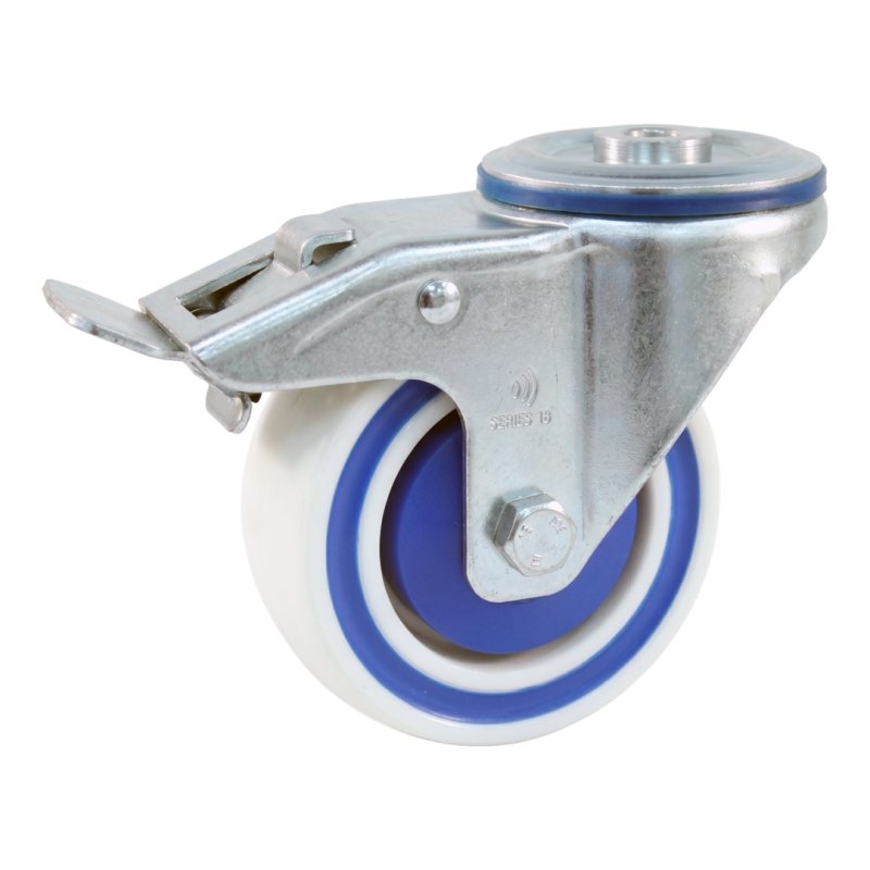 roulette pivotante avec frein 100mm série 09 ᠆ 15 trou pour boulon roulement à billes