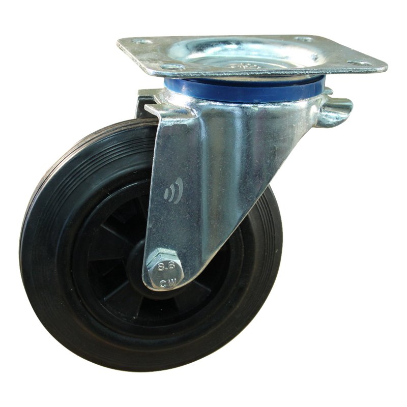 roulette pivotante 160mm série 01 ᠆ 12 plaatbevestiging met uitsparing richtingvastzetter palier lisse