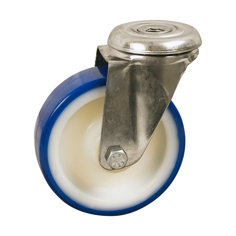 roulette pivotante 100mm série 27 ᠆ 30 trou pour boulon roulement à aiguilles éxécution inox