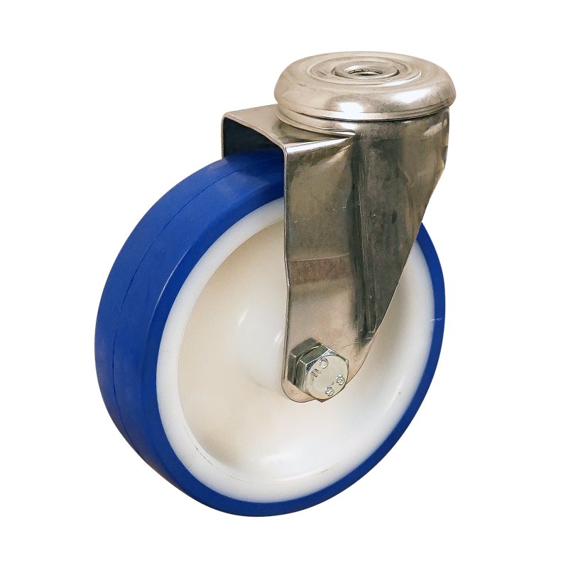 roulette pivotante 125mm série 27 ᠆ 30 trou pour boulon roulement à aiguilles éxécution inox