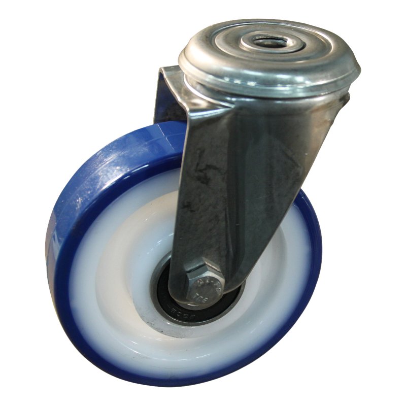 roulette pivotante 125mm série 27 ᠆ 30 trou pour boulon Roulement à billes en inox