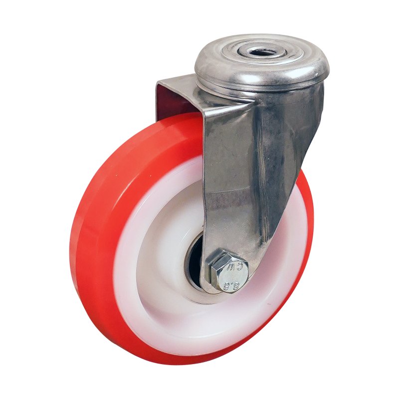 roulette pivotante 125mm série 27 ᠆ 30 trou pour boulon Roulement à billes en inox