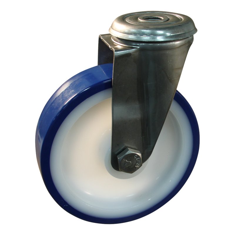 roulette pivotante 150mm série 27 ᠆ 30 trou pour boulon Roulement à billes en inox