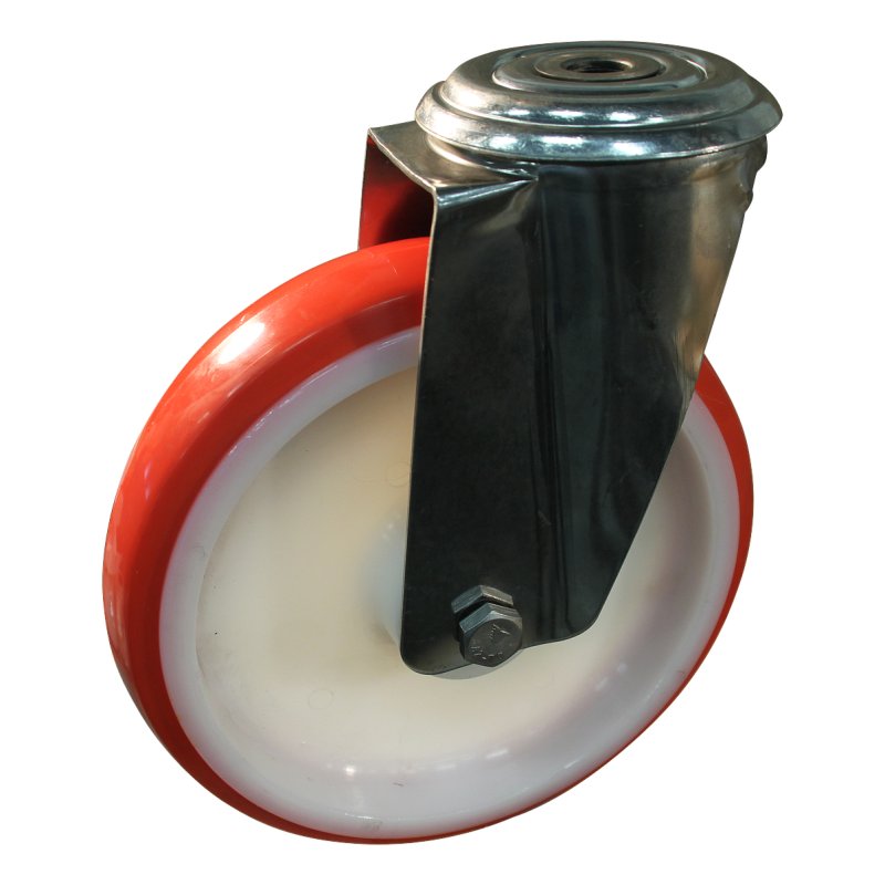 roulette pivotante 200mm série 27 ᠆ 30 trou pour boulon roulement à aiguilles éxécution inox
