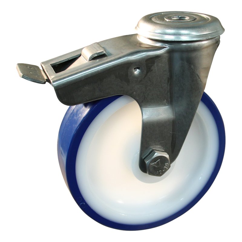roulette pivotante avec frein 100mm série 27 ᠆ 30 trou pour boulon palier lisse