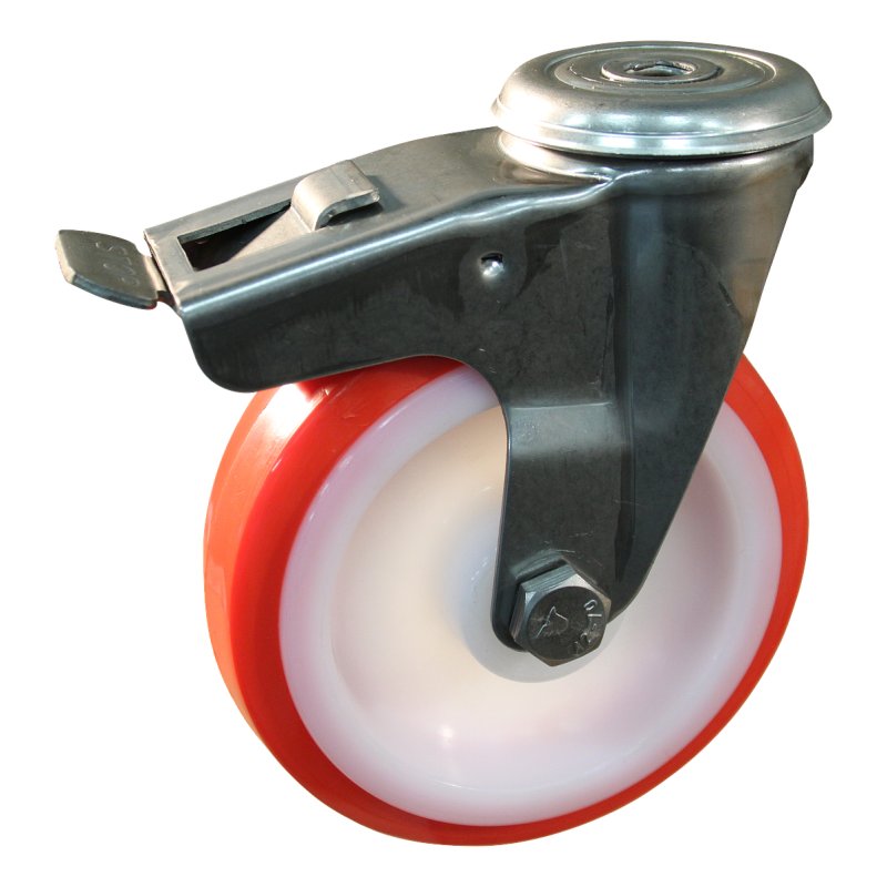 roulette pivotante avec frein 100mm série 27 ᠆ 30 trou pour boulon palier lisse