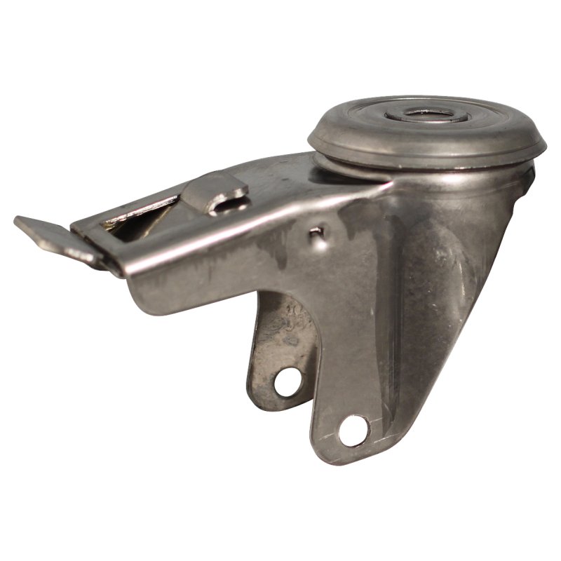 roulette pivotante avec frein 100mm série 27 ᠆ 30 trou pour boulon roulement à aiguilles éxécution inox
