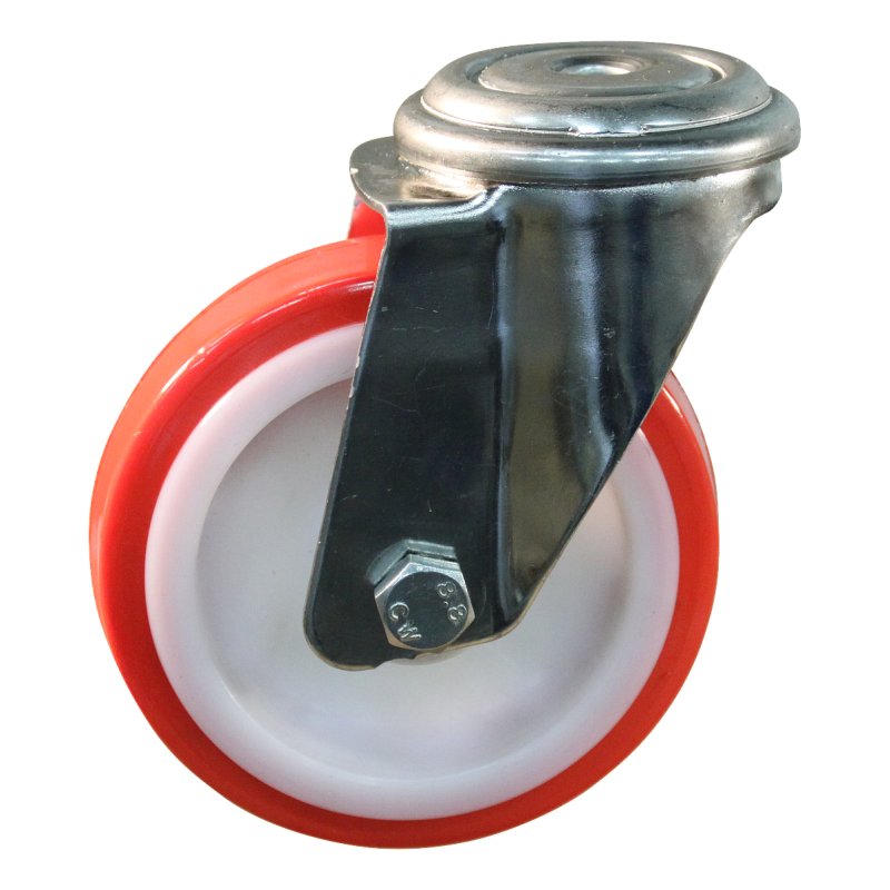 roulette pivotante 100mm série 27 ᠆ 31 trou pour boulon roulement à aiguilles éxécution inox