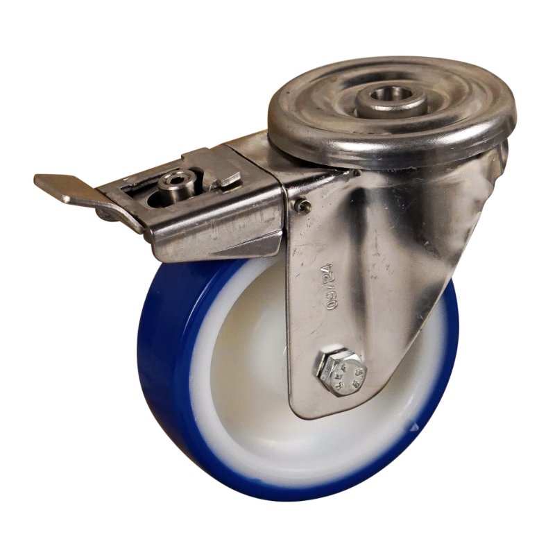 roulette pivotante avec frein 100mm série 27 ᠆ 31 trou pour boulon Roulement à billes en inox