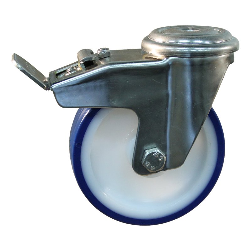 roulette pivotante avec frein 125mm série 27 ᠆ 31 trou pour boulon Roulement à billes en inox
