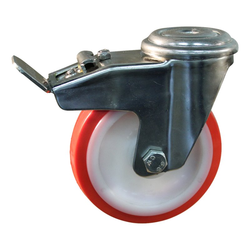 roulette pivotante avec frein 150mm série 27 ᠆ 31 trou pour boulon roulement à aiguilles éxécution inox