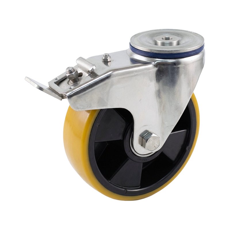 roulette pivotante avec frein 160mm série 27 ᠆ 31 trou pour boulon Roulement à billes en inox
