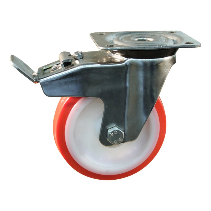 roulette pivotante avec frein 80mm série 27 ᠆ 31 montage de la plaque palier lisse