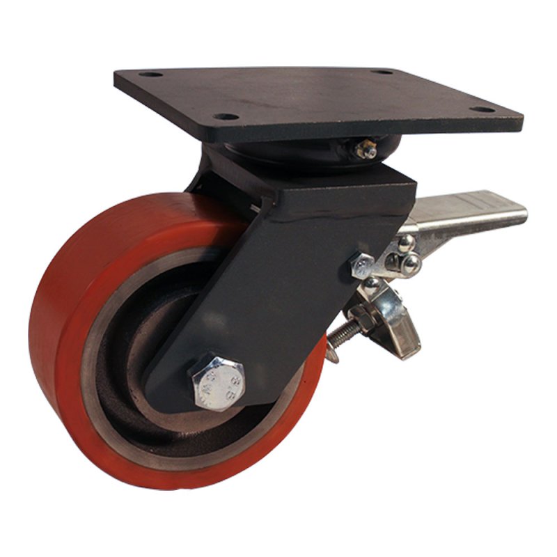 roulette pivotante avec frein 250mm série 28 ᠆ 46 montage de la plaque roulement à billes roulement à aiguilles éxécution inox