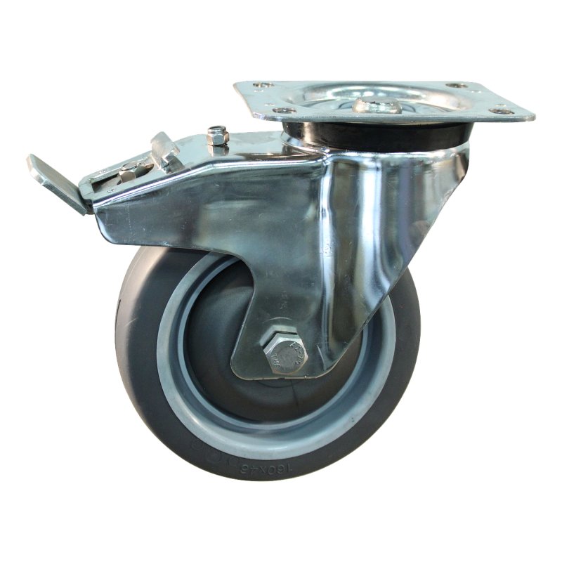 roulette pivotante avec frein 160mm serie 19 ᠆ 31 montage de la plaque Roulement à billes en inox
