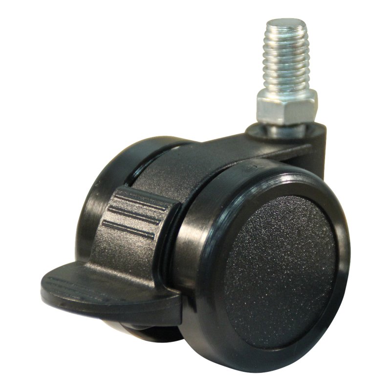 roulette pivotante avec frein 42mm série 65-73 draadstift M10 palier lisse