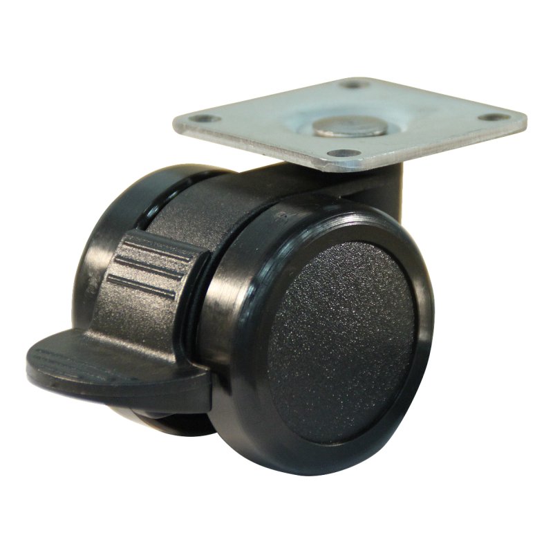 roulette pivotante avec frein 42mm série 65-73 montage de la plaque palier lisse
