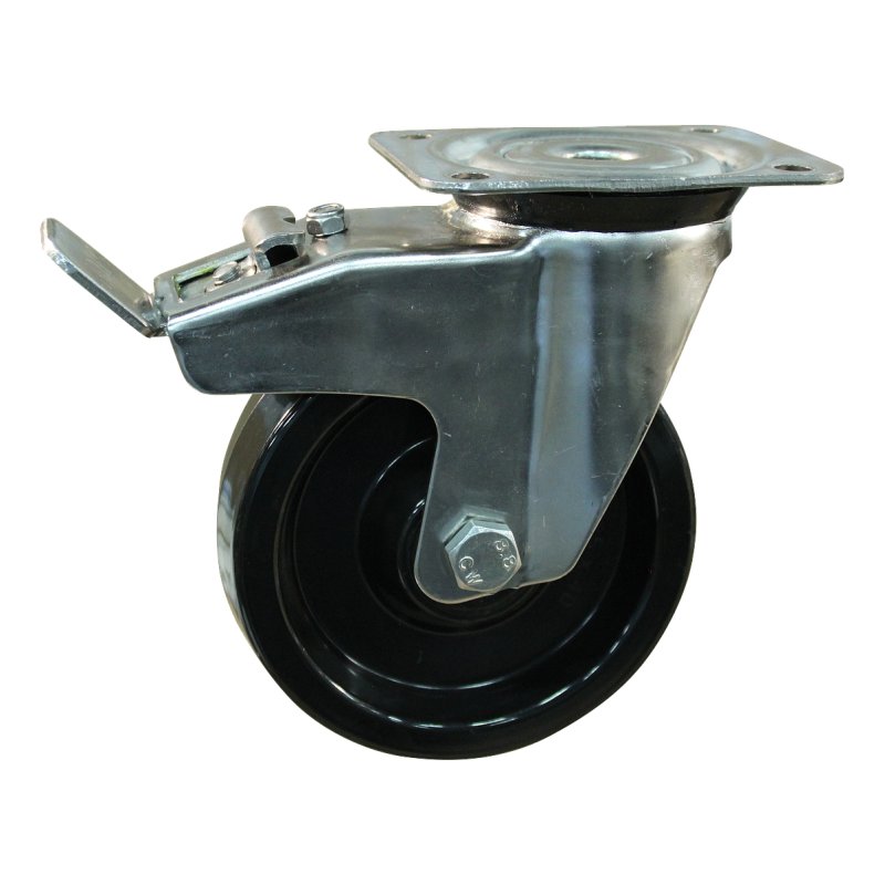 roulette pivotante avec frein 100mm serie 35 ᠆ 31 montage de la plaque palier lisse