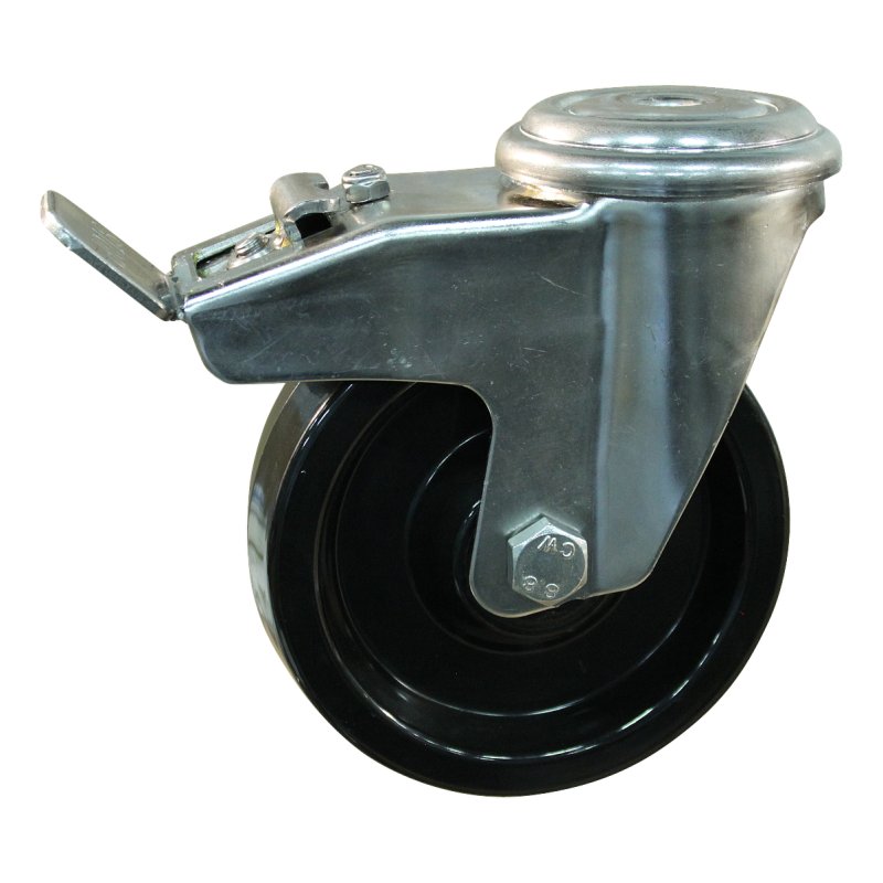 roulette pivotante avec frein 150mm trou pour boulon palier lisse